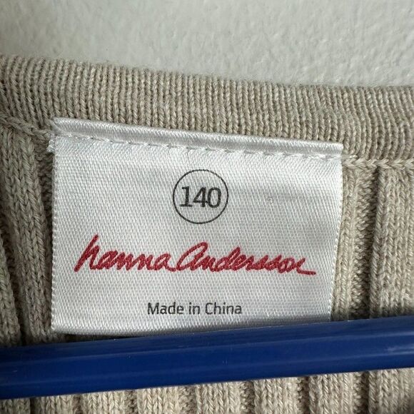 Hanna Andersson Sweater Dress Smocked Size 140 cm 10 Tan Long Sleeve - Picture 3 of 4